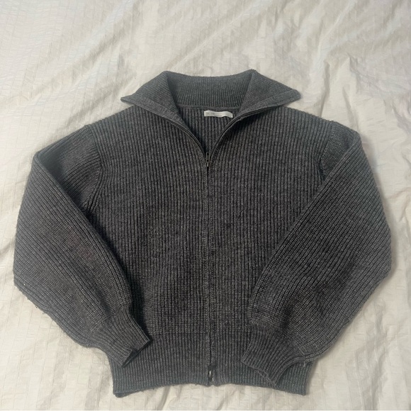 Oak + Fort High Neckline Zip Up Sweater - Picture 4 of 9